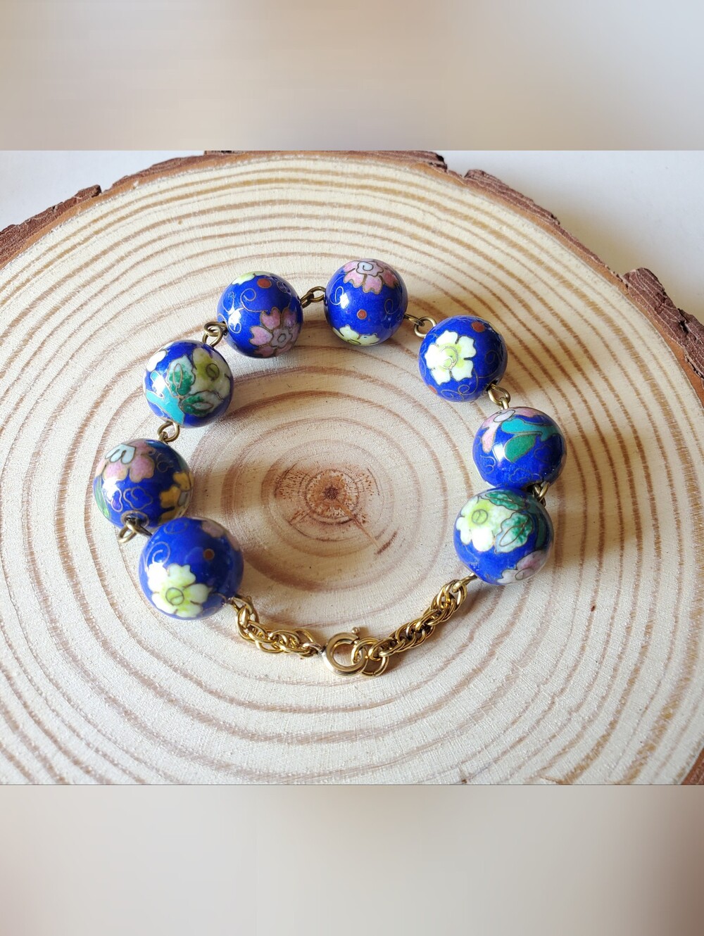 Vtg. Cobalt Blue Cloisonńe Braclet